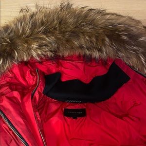 Red mackage bomber jacket